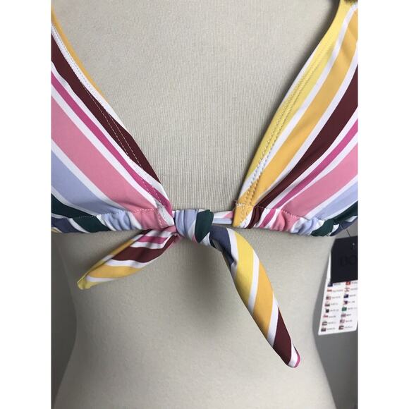 Cotton On Bikini Top Triangle Multicolor Striped Padded Swimwear - Picture 3 of 8